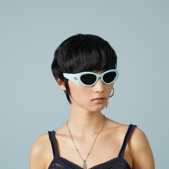 NEW Gucci GG1401S 004 Light Blue Grey Women Cat Eye Sunglasses GG 1401S